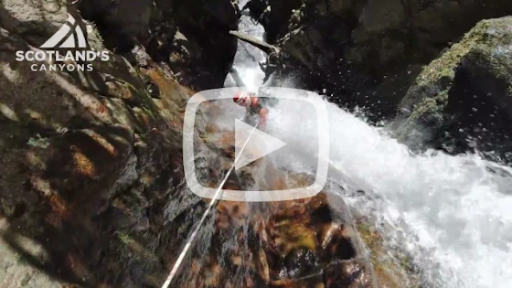 Thumnail for youtube video showing waterfal view in Grey Mare's Tail canyon, kinlochleven